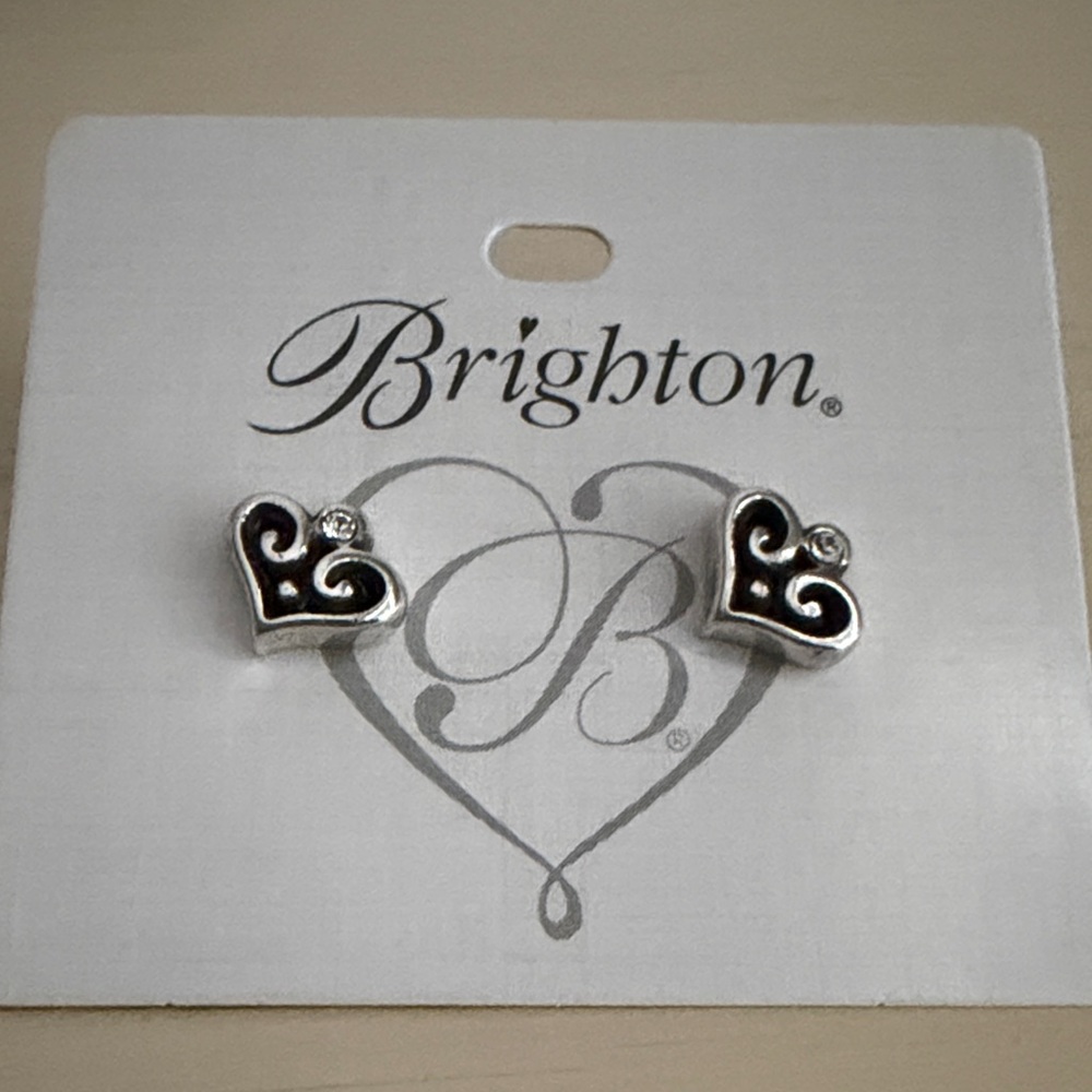 NWT Brighton Silver-Tone Alcazar Heart Stud Earrings